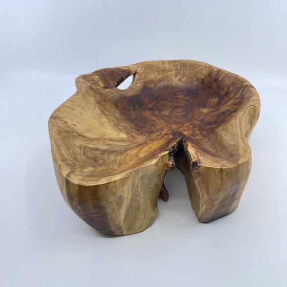 natural live edge burl wood bowl rustic handcrafted centerpiece - Picture 4 of 6